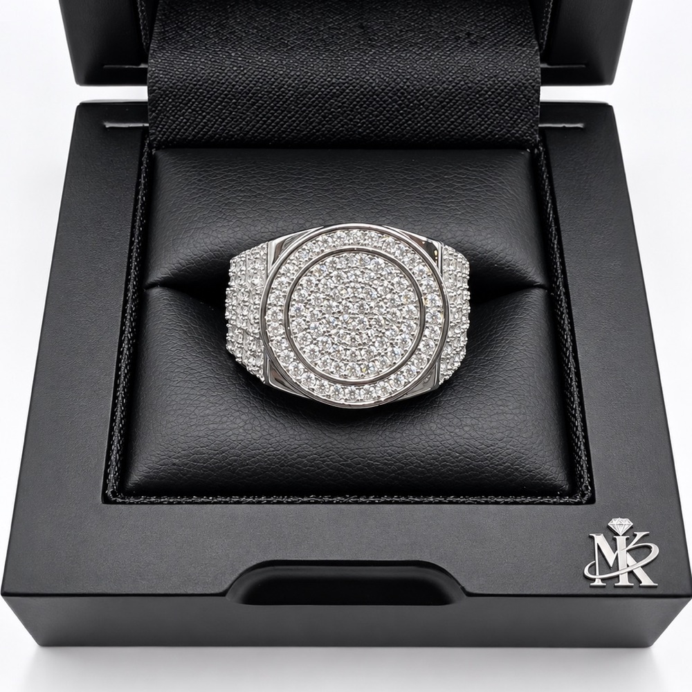 925 Sterling Silver 2.75CTW MOISSANITE Round Pave Men’s Ring Size 10 or 11